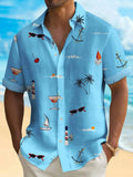 Men's loose fit Hawaiian shirt with digital printed pattern, short sleeves, available in multiple colours