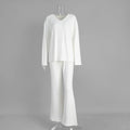 Long sleeve pajama set for women in viscose blend, white colour, top and pants on display