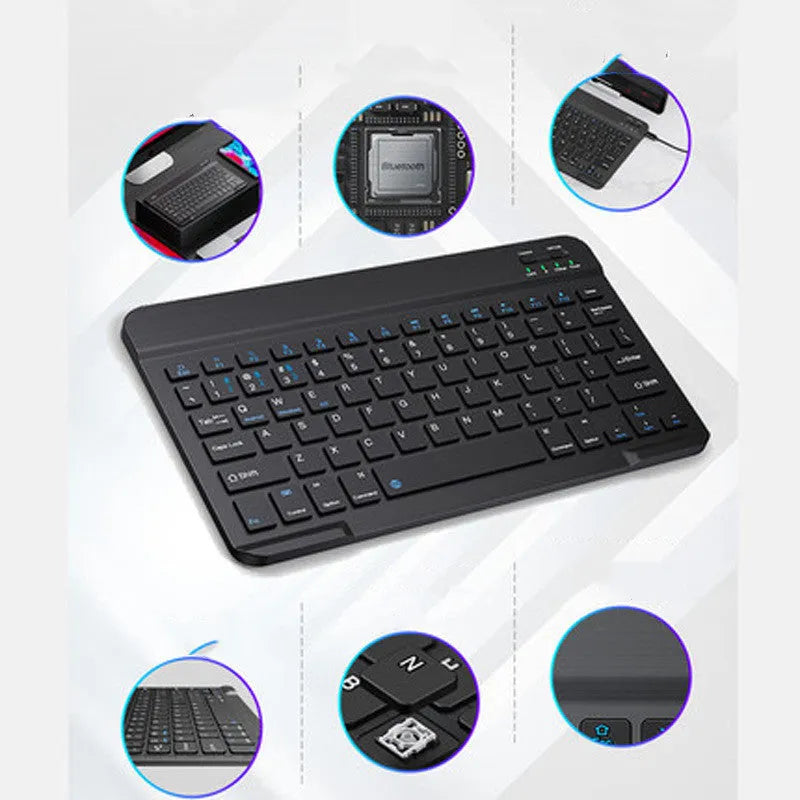 Wireless Bluetooth keyboard compatible with Apple iPad and MatePad tablets, black model