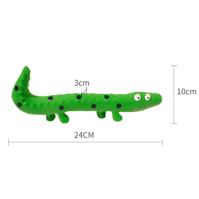 Green lizard-shaped dog chew toy with squeaker for aggressive small medium large breed dogs
