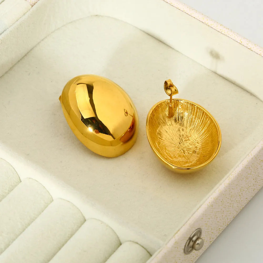 Geometric line earrings with 18K gold-plated glazed surface on stainless steel