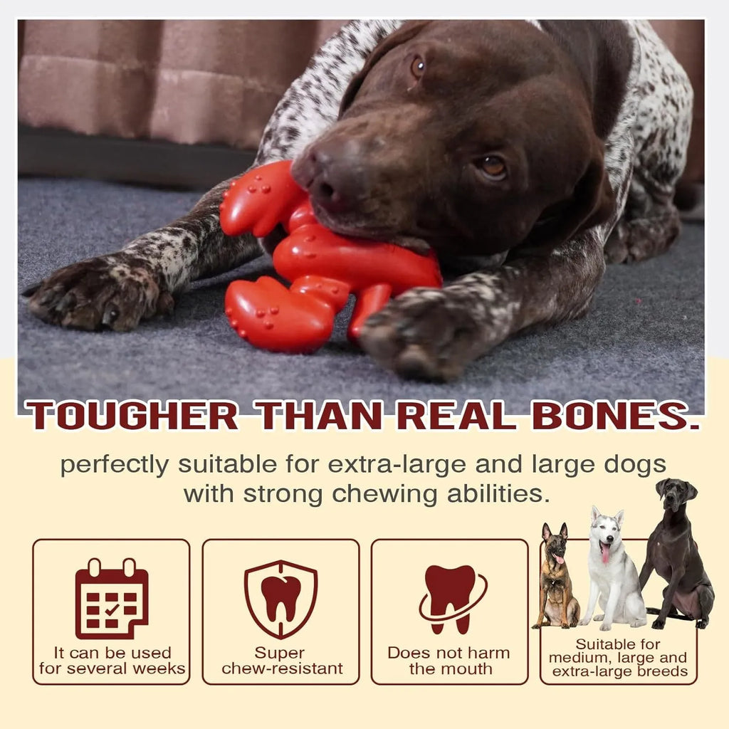 Red hard material dog chew toy for large aggressive chewers measuring 170×132×57 mm