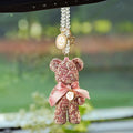 Violent Bear character car rearview mirror pendant with rhinestones in black, white, and pastel colours.