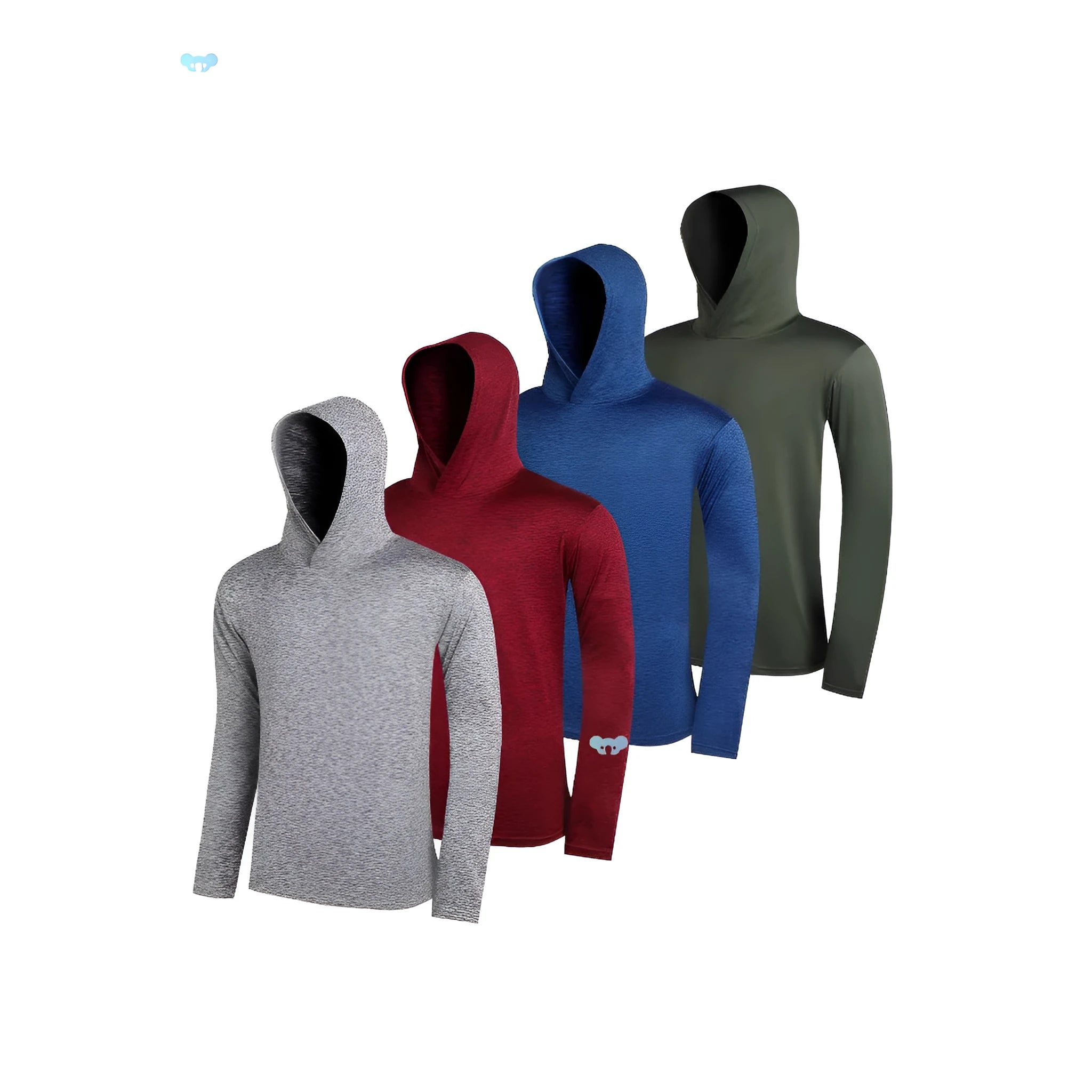 Men's lightweight hoodie 4-piece pack in elastic polyester fibre showing colour options