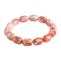 Natural cherry agate barrel bead bracelet with geometric shape and ruyi charm