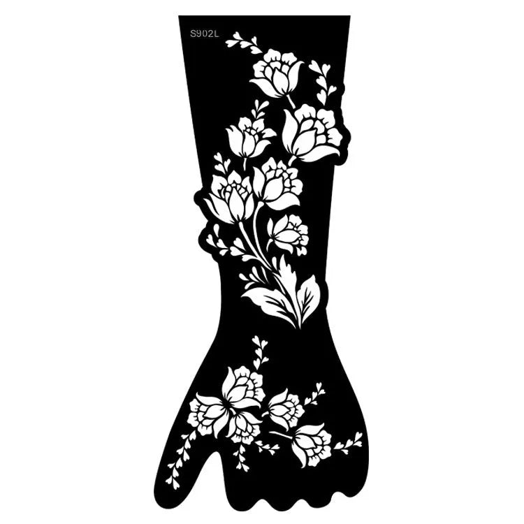 Geometric hollow template tattoo stickers showing intricate cut-out patterns for tattoo stencil applications