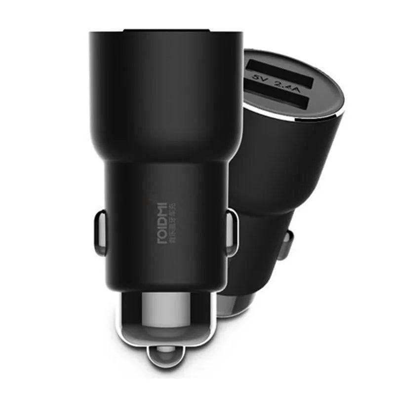 Black Ruimi 3S Bluetooth car charger with dual USB ports for device charging and music streaming