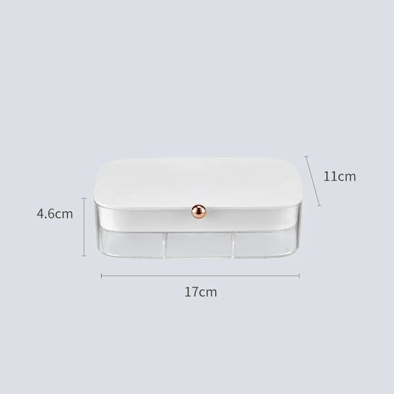 Minimalist jewellery storage box with multi-layer compartments in green colour measuring 17 x 11 cm