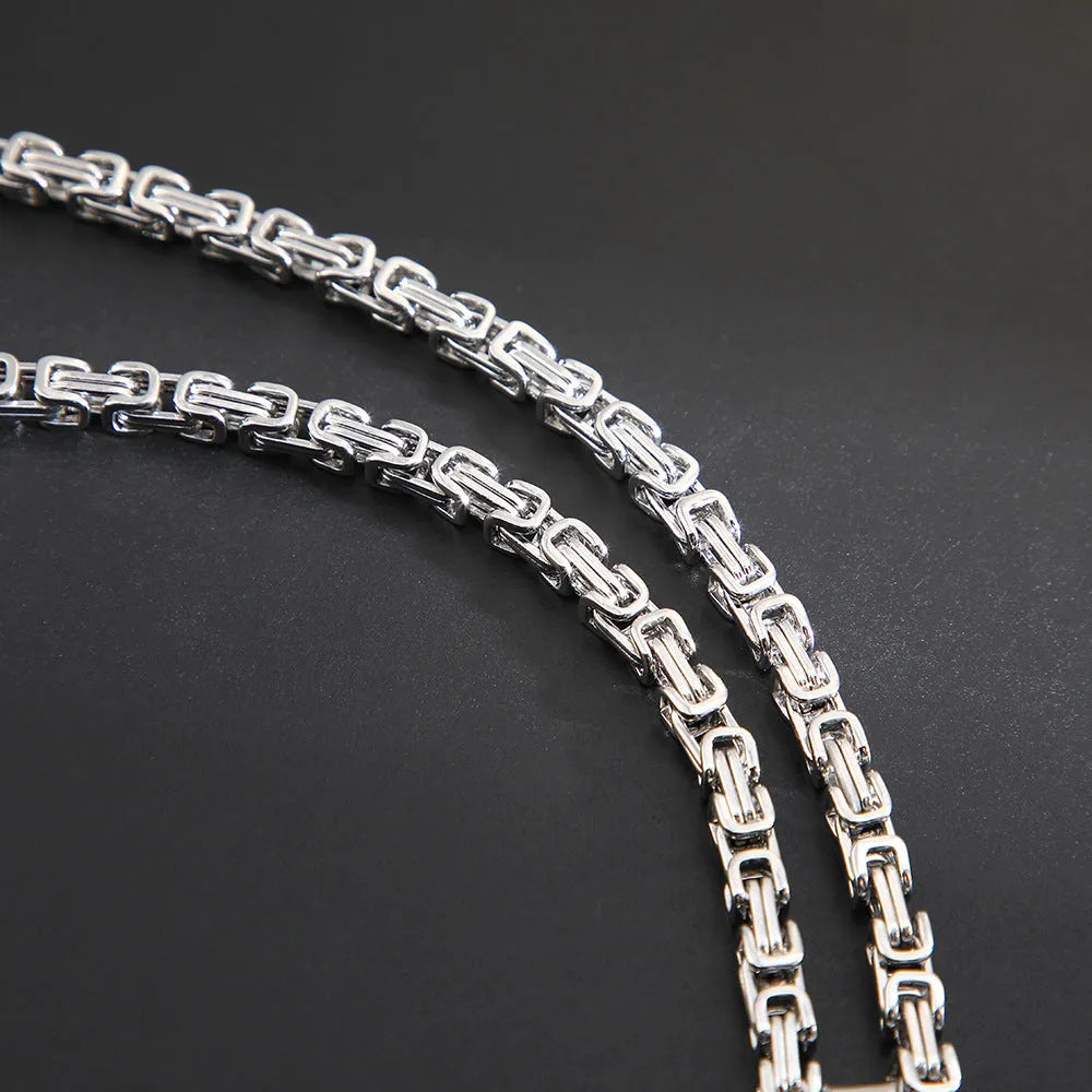 Titanium steel water ripple pendant necklace with electroplated finish, Emperor Chain, gold silver black colours
