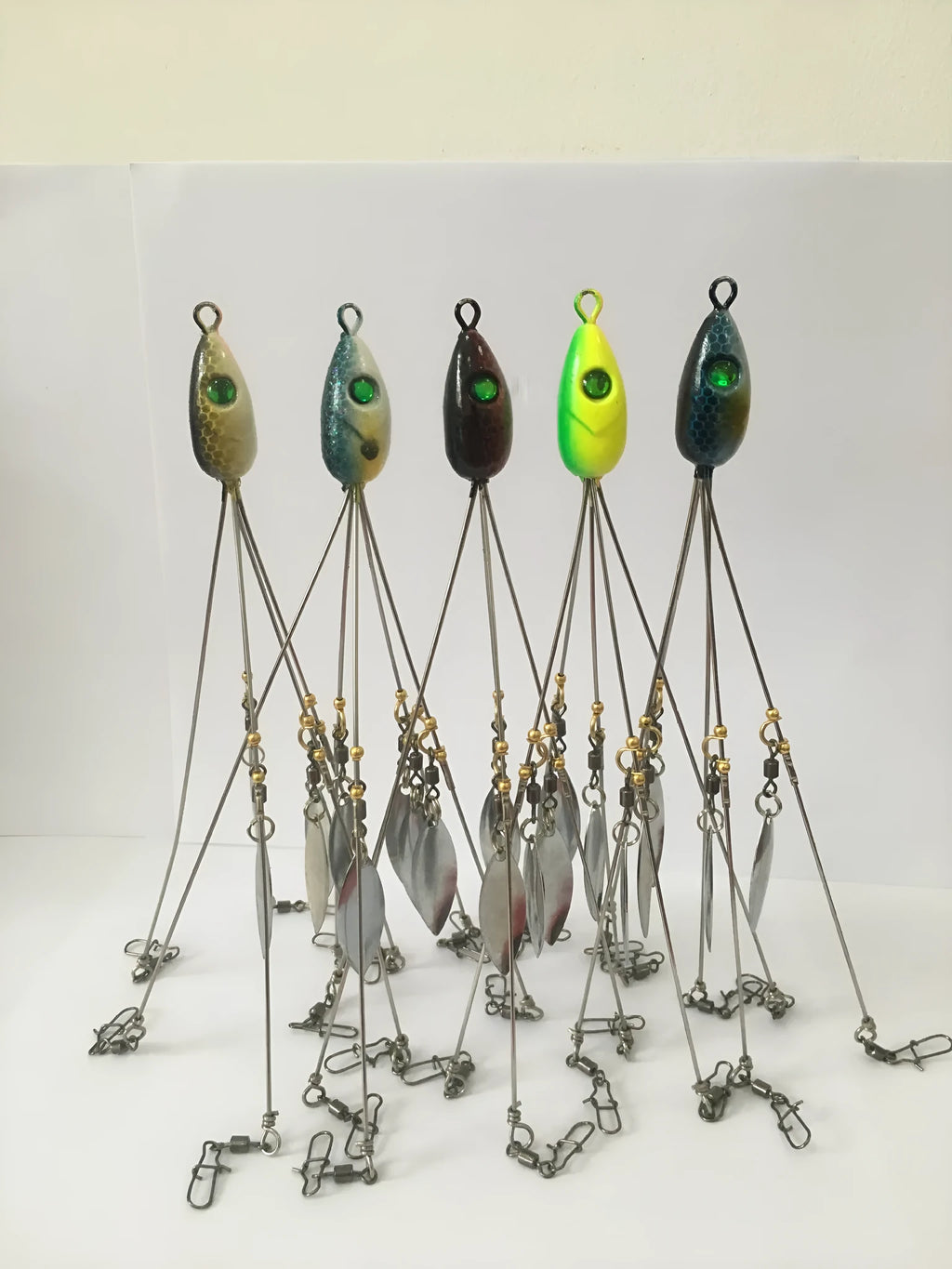 EVA fishing bait group set showing multiple artificial lures in different colours and shapes