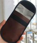 Black microfiber Faraday cage bag for blocking car key fob and mobile phone signals.