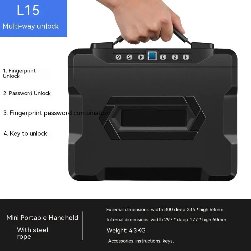 Small portable zinc alloy safe box with 3-digit combination dial and key