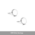 S999 sterling silver flat ear bone studs in geometric round shape, silver and black colour options