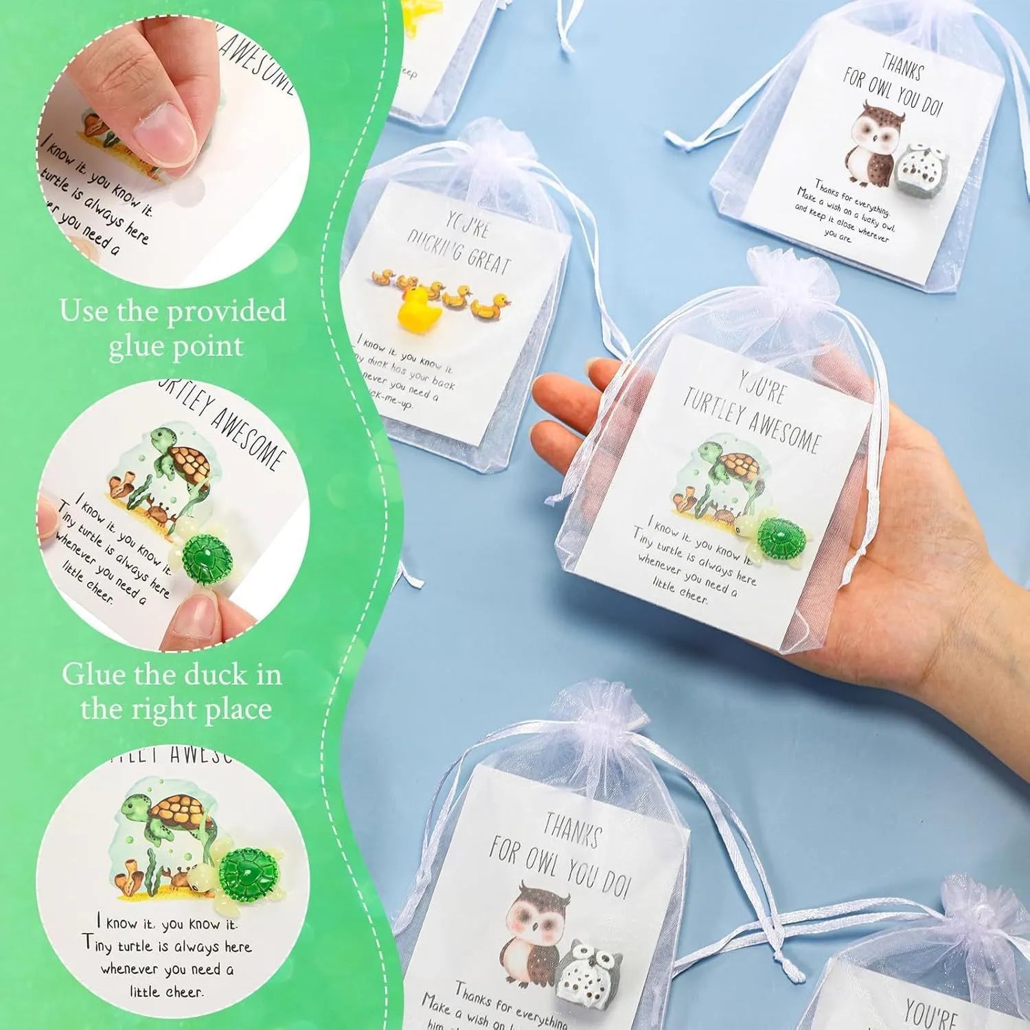 Set of pun-inspired resin greeting cards in pocket-sized format for office gifts and memos