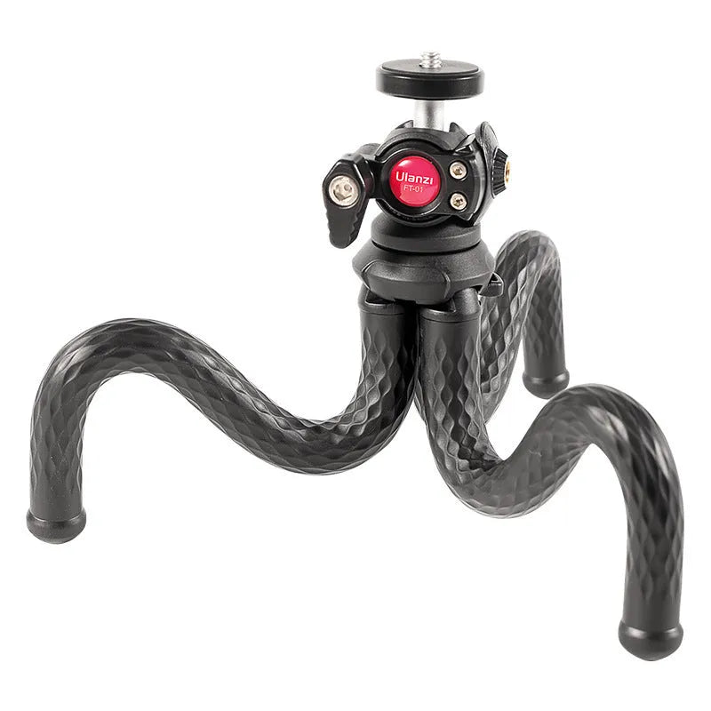 Black octopus mobile phone clip gimbal tripod set with adjustable legs and aluminium alloy construction