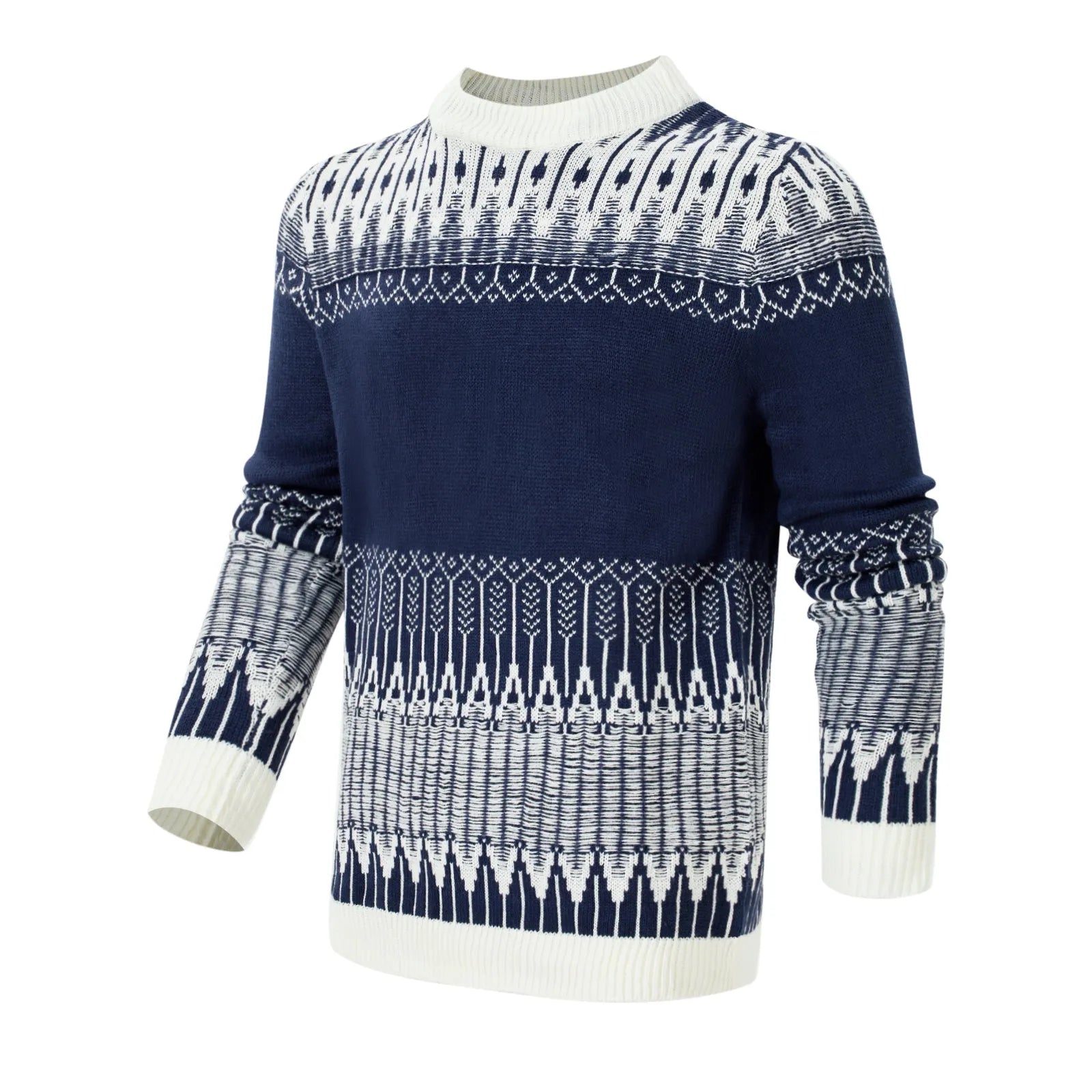 Men's long-sleeved knitted pullover sweater for autumn and winter in multiple sizes and styles.