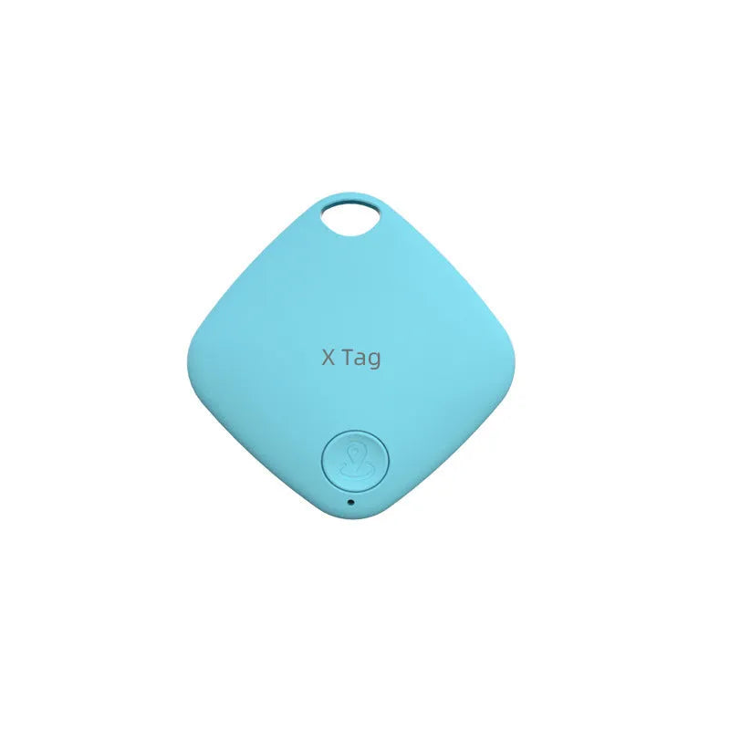 Small round black Bluetooth key ring tracker with a silver metal keyring loop.