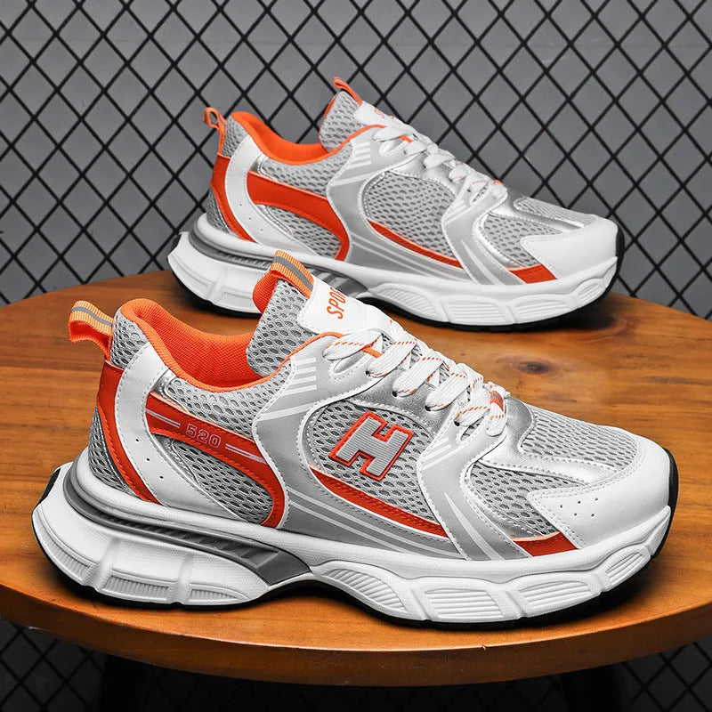 Men's mesh casual running shoes with injection moulded plastic sole in solid colours