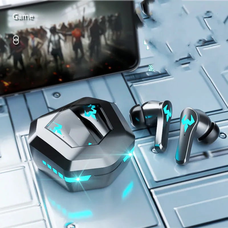 Black wireless Bluetooth sports headset with in-ear design and noise-cancelling technology