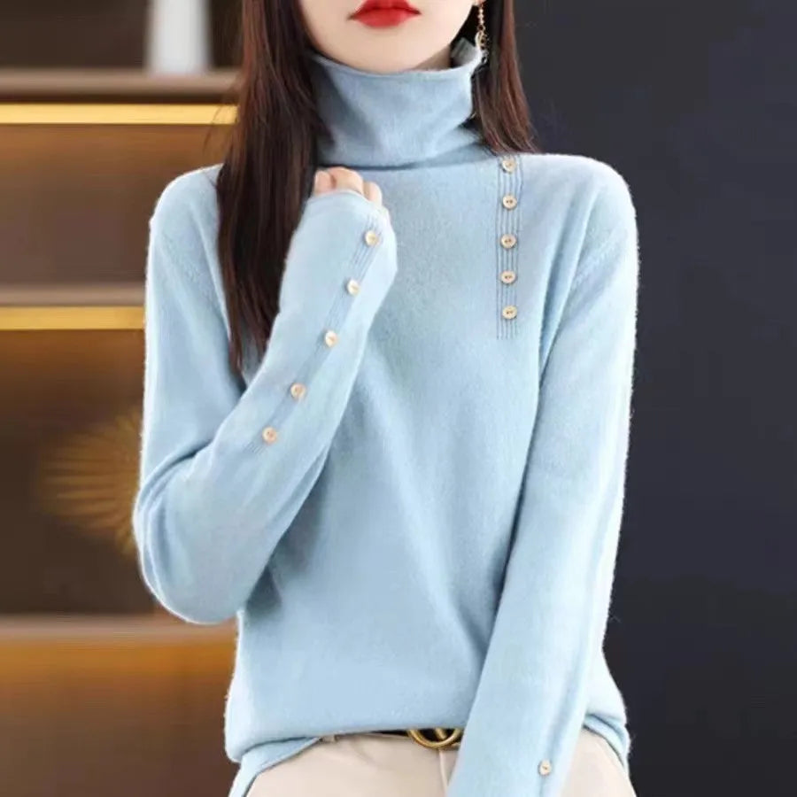 Women's slim fit knitted bottoming shirt in core-spun yarn with short 40cm length and regular sleeves