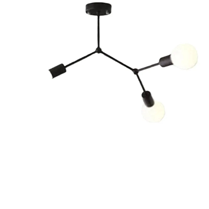 Iron Nordic style ceiling chandelier with multiple light heads in black or white finish
