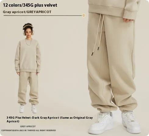 Men's solid colour cotton velvet sweatpants with ankle bands in multiple colour options