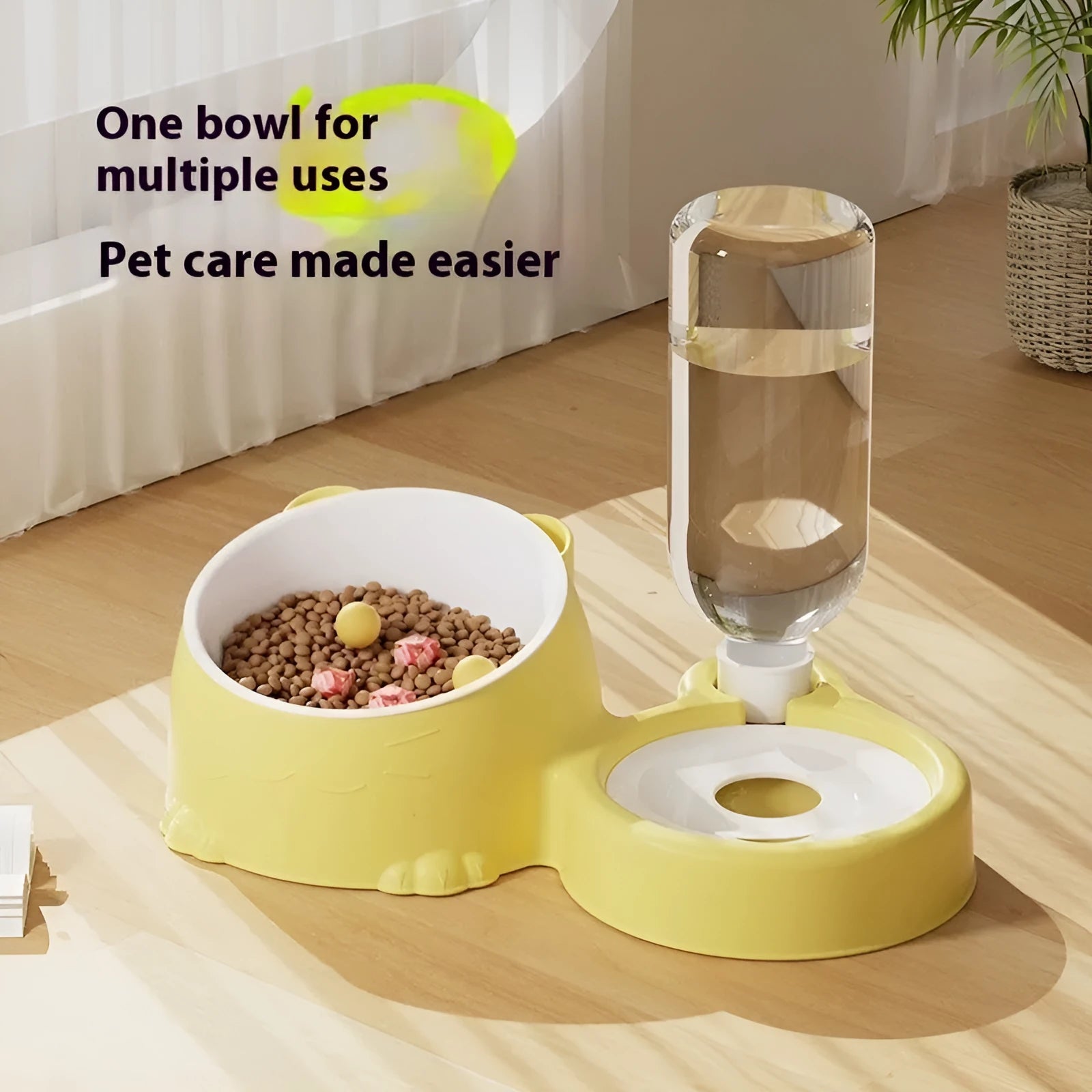 Automatic pet drinking fountain with stainless steel ceramic double bowls in multiple colour options