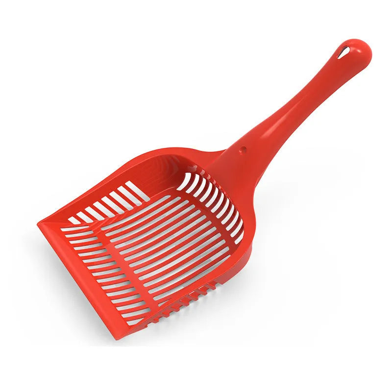 PP plastic cat litter scoop with curved handle in red, yellow or blue colour options