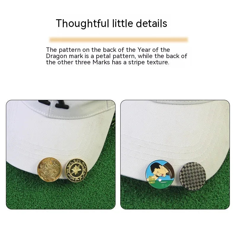 Zinc alloy personalised hat clip for golf with dragon year and IDID designs.