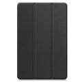Samsung Tab S10 FE Plus 13.1-inch leather case in tri-fold stand position showing PC hard shell.