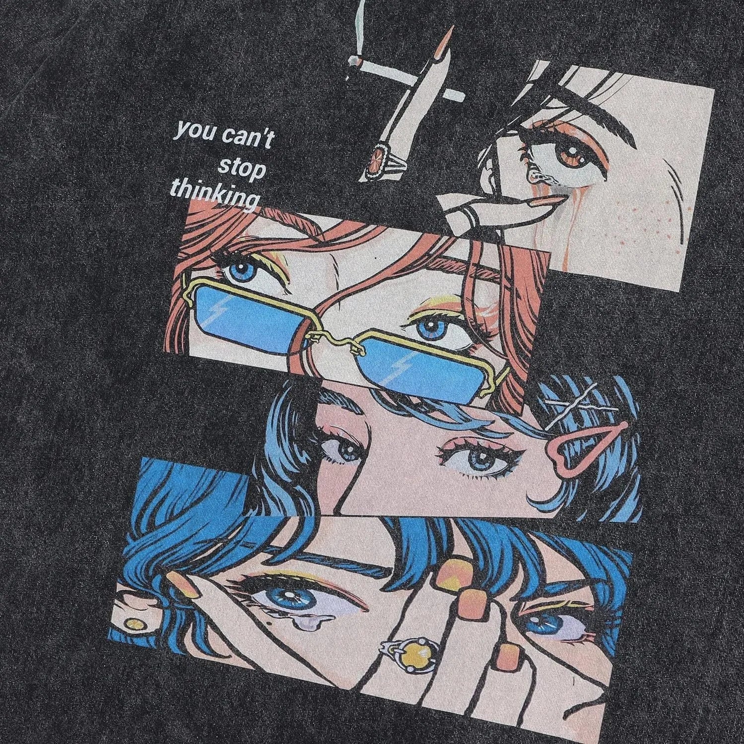 Men's retro cartoon print cotton t-shirt with loose fit design and short sleeves for casual streetwear