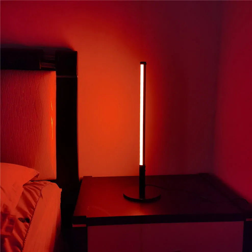 Retro aluminium alloy decorative atmosphere lamp showing black finish with dimensions 14cm diameter by 48.5cm height