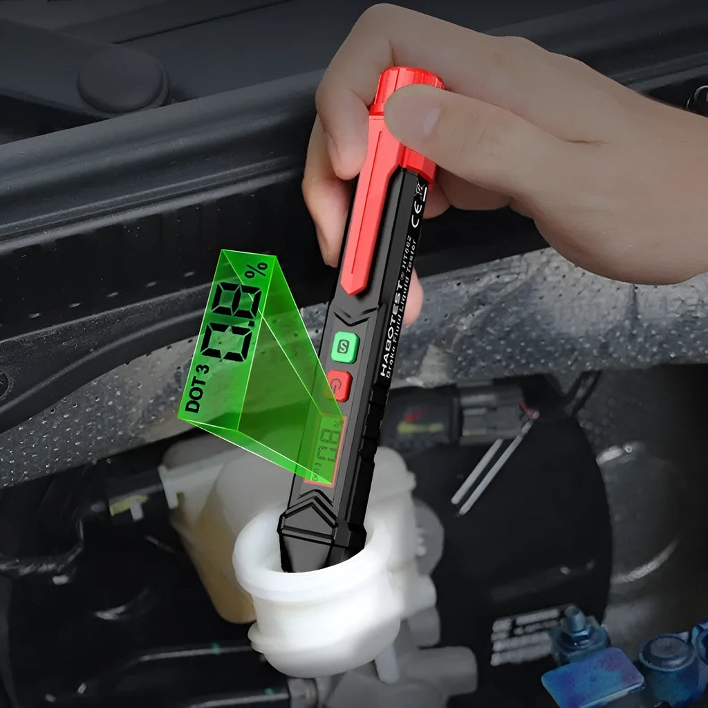 Digital display brake fluid tester pen with LED moisture indicator and batteries