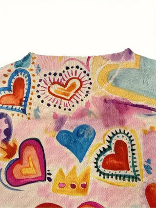 Loose fit digital printed top with lapel collar available in sizes S to 5XL