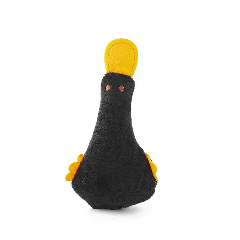 Plush duck pet toy with catnip and squeaker in blue colour