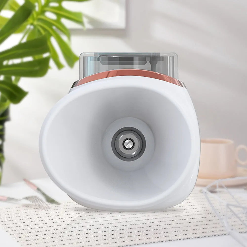 White and purple portable eye humidifier with charging cable and English manual
