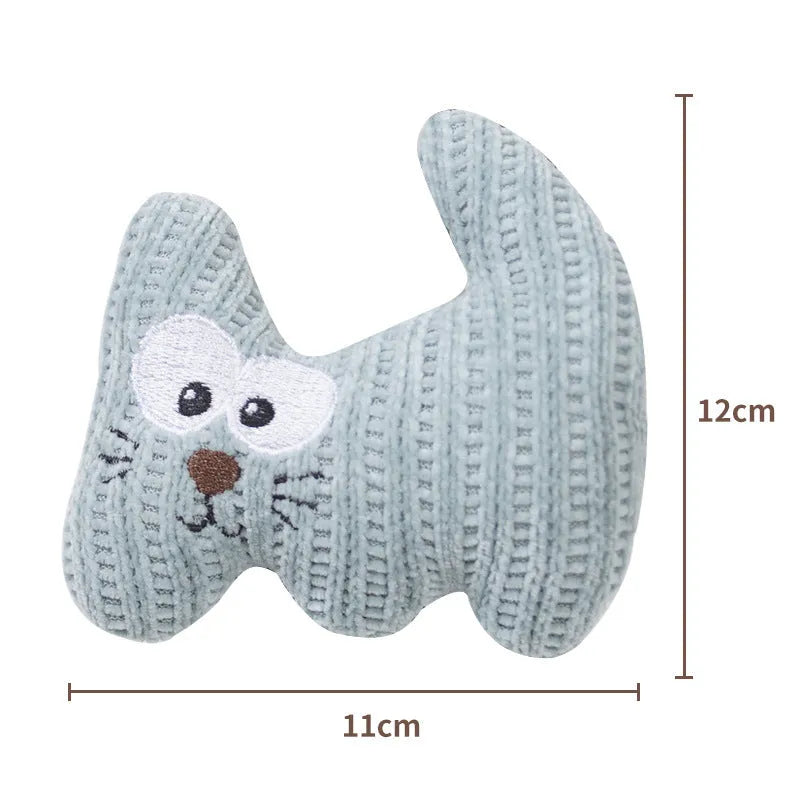 Cyan and light coffee plush rope cat toy with bell and organic catnip filling