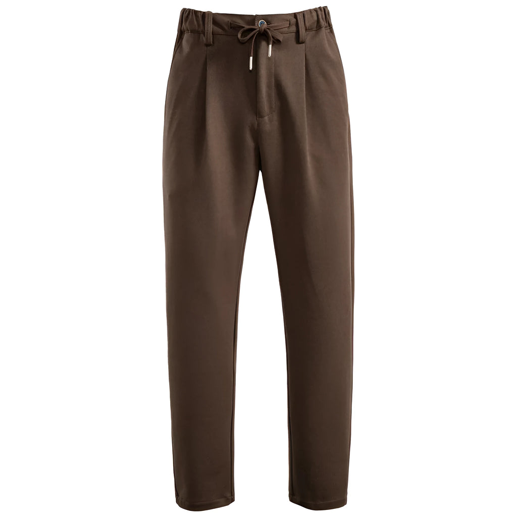 New casual men's pants versatile thickened straight leg trousers in solid black gray brown colour with mid-rise waist