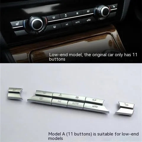 Chrome dashboard air conditioning button panel replacement set for automotive interior ventilation controls