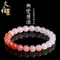 Natural gradient Yanyuan Agate bracelet showing graduated colour on geometrically shaped beads in a single circle.
