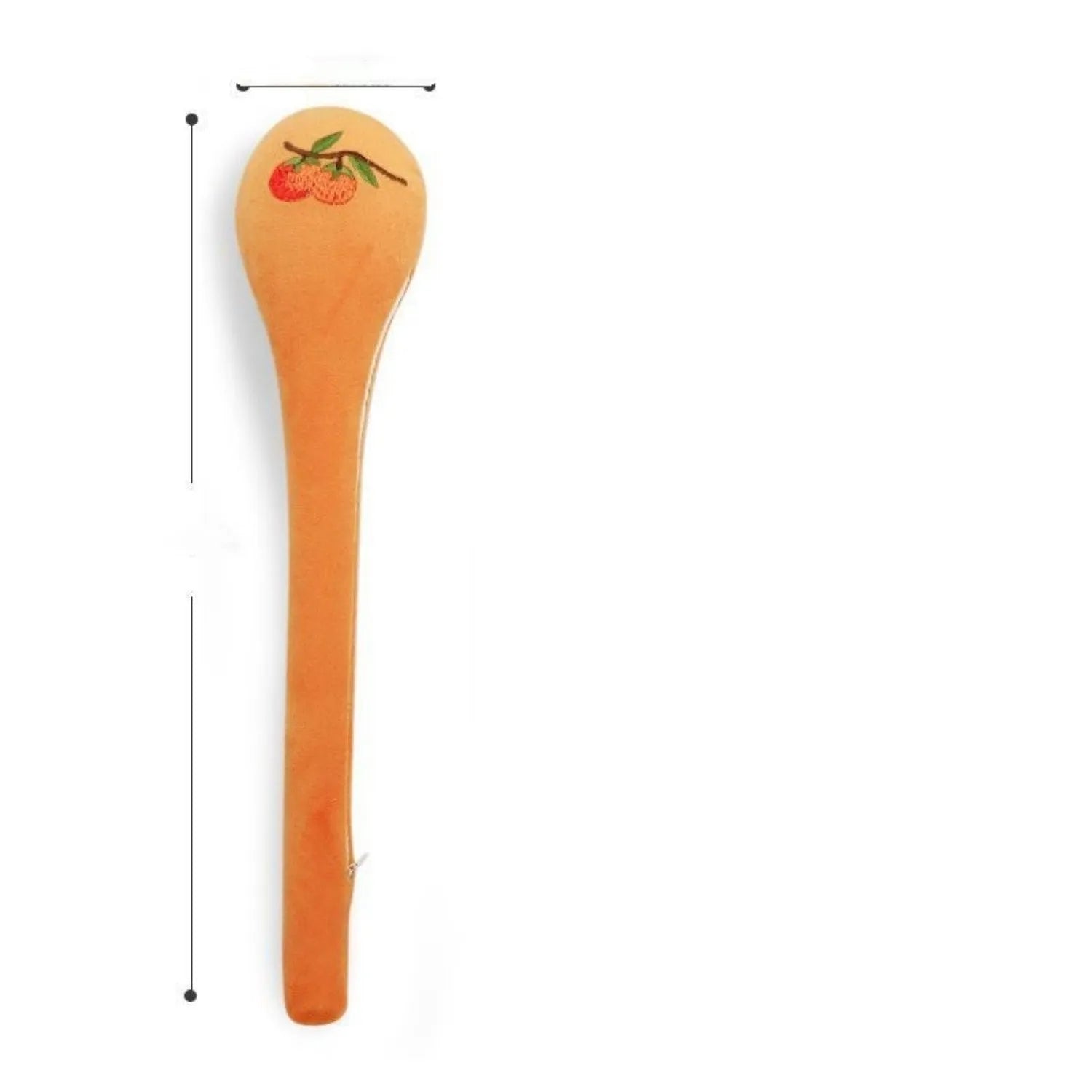 48 cm persimmon coloured back-pounding massage stick with meridian flap design and zipper style construction
