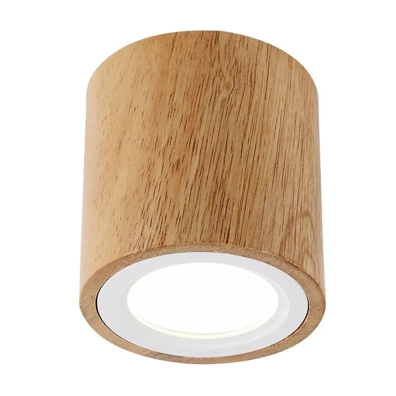 Modern simple solid wood surface mounted downlight in square or round shape for corridor or entrance.