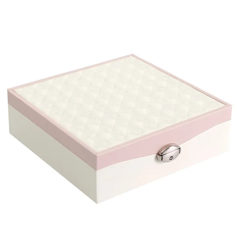 Large capacity red jewellery storage box with compartments for necklaces and rings