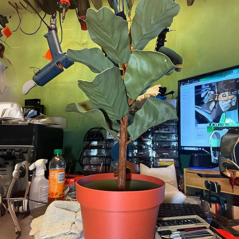 Simulation green plant coin bank money tree in whole tree colour made from 3D-printed PLA