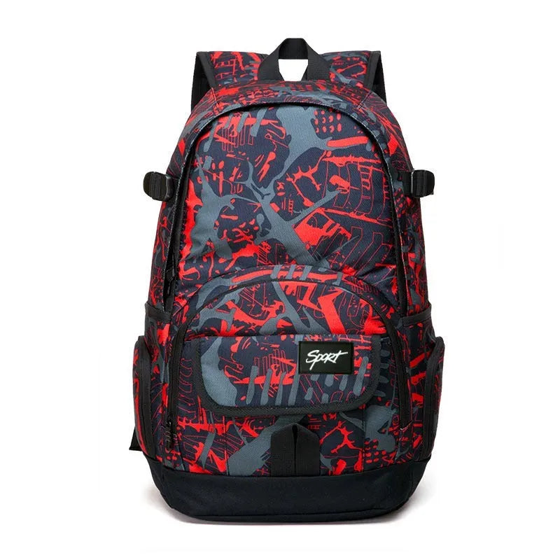 Classic blue or red nylon backpack with large capacity for school and travel