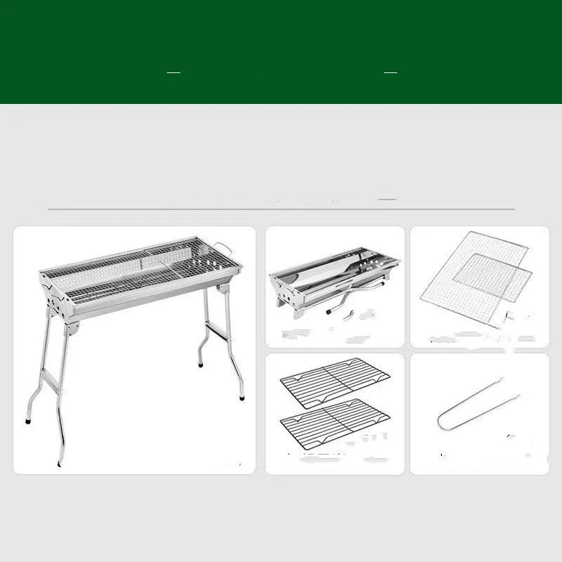 Stainless steel folding barbecue oven with portable design for outdoor cooking