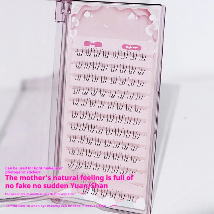 Kitten's paw shaped lower false eyelashes with 12 rows of graduated 4mm, 5mm, and 6mm long lashes.