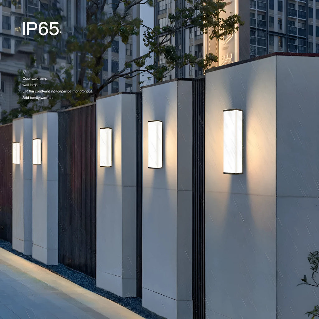 60cm tall stainless steel outdoor wall light with IP65 waterproof rating and integrated LED.
