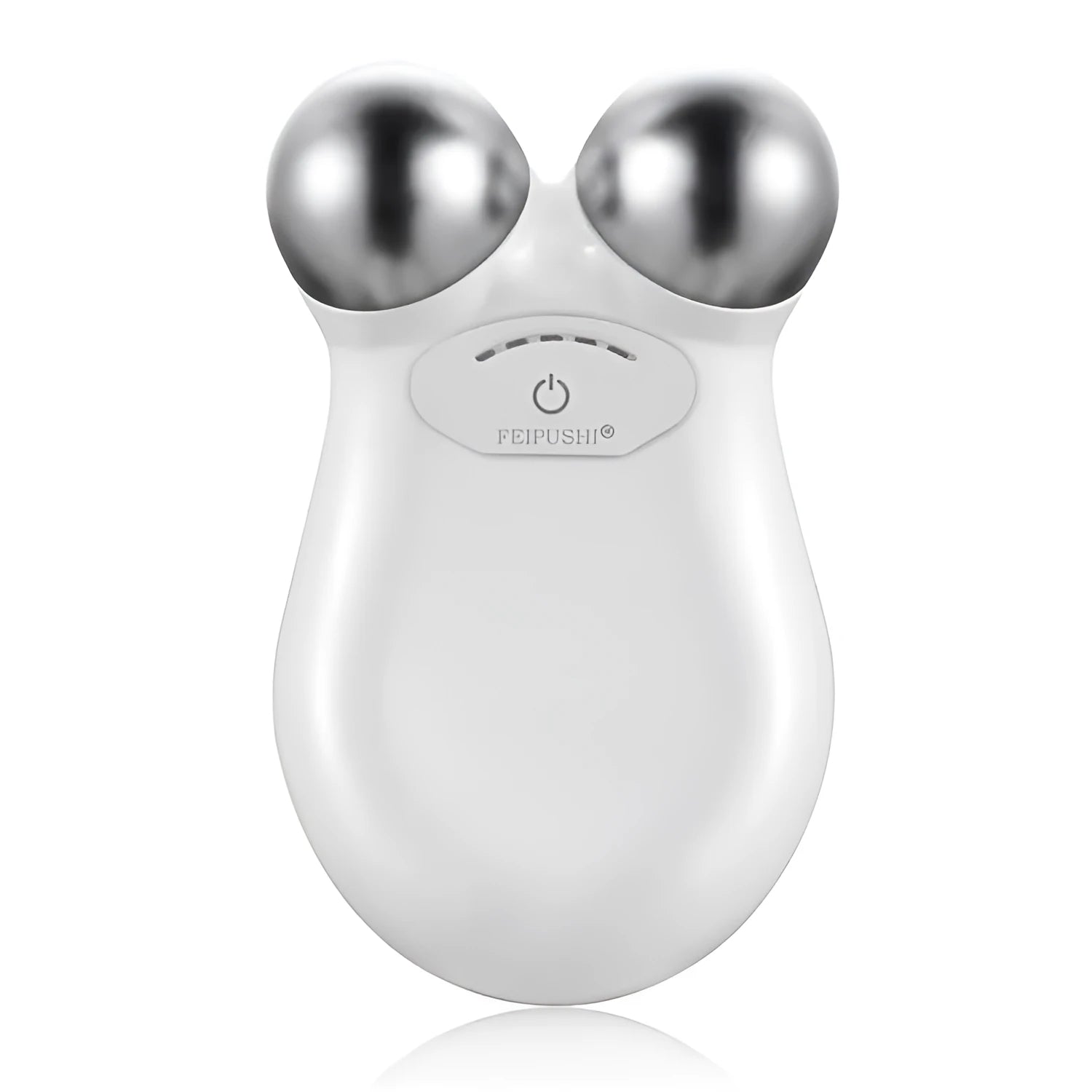 Pink or white HS-858 micro current facial lifting and firming device measuring 106mm by 65mm.