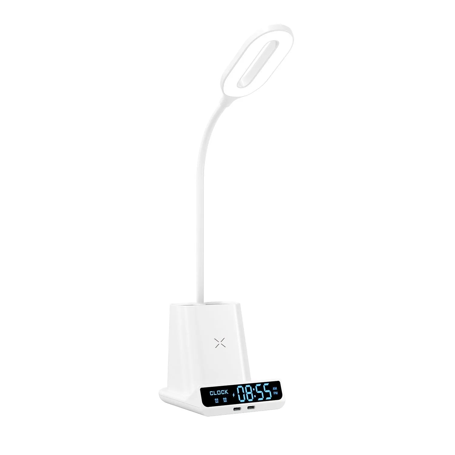 Wireless charging desk lamp with pen holder and storage box in modern minimalist design
